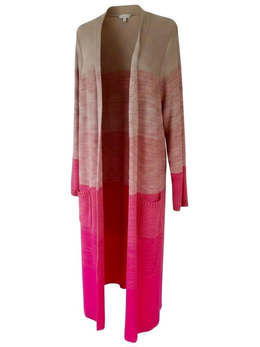 TORRID Long Open-Front Gradient Pink Cardigan Sweater Duster w/Pockets Sz 3/3x